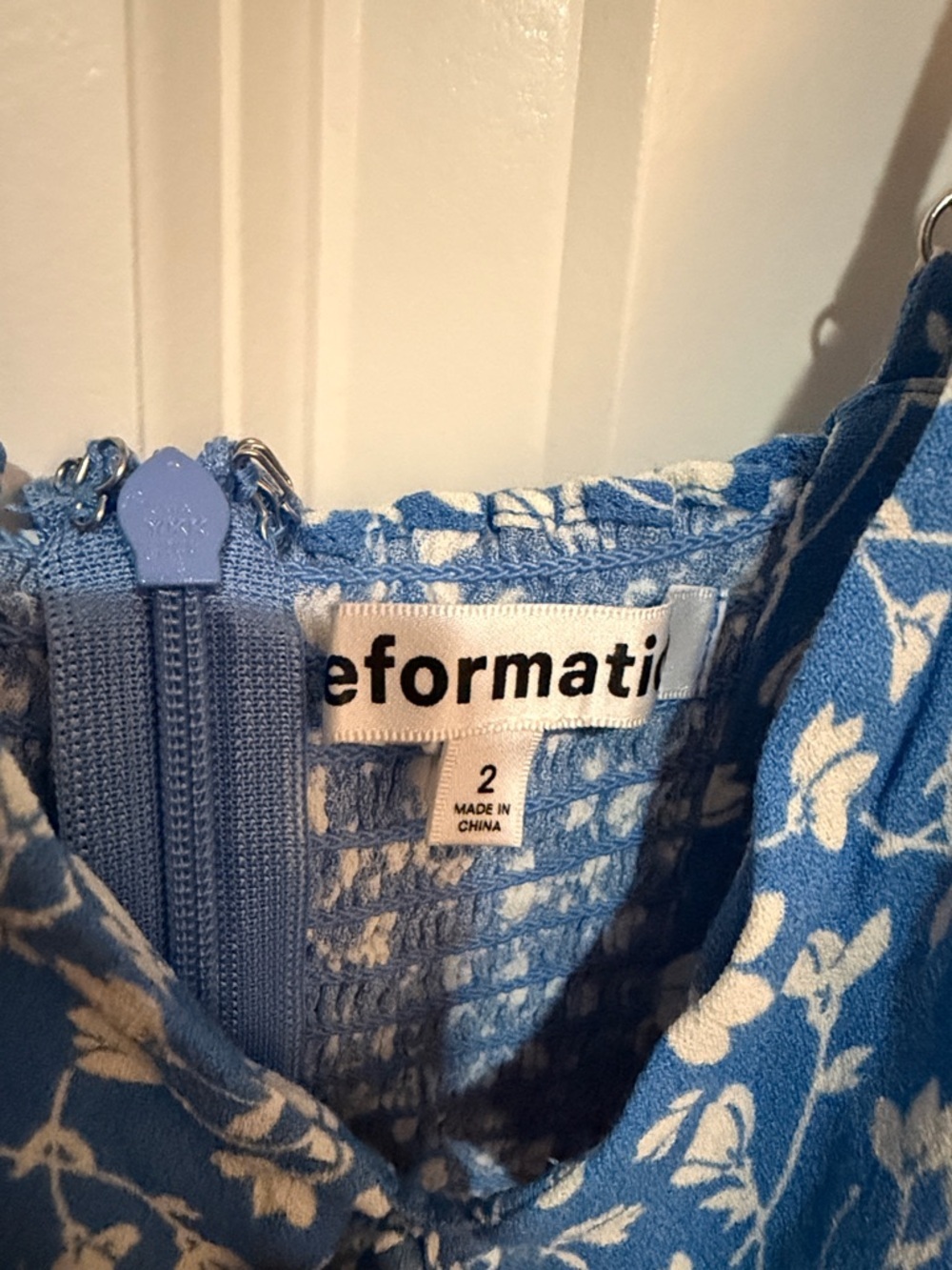 Reformation Bascom Dress Size 2 Blue Floral Tie Front Mini Dress - Picture 5 of 6